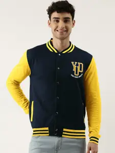 Maniac Men Cotton Colourblocked Varsity Jacket