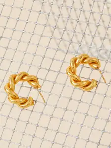Accessorize Gold Plated Z Heirloom Chunky Twist Half Hoop Earrings