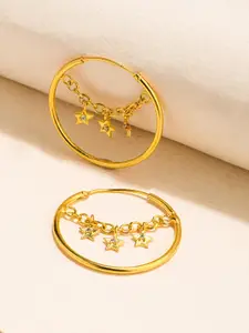 Accessorize London Women14K Gold Plated Z Chunky  Hoop Earrings