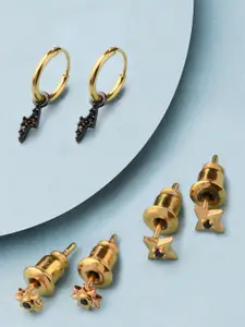 Accessorize Set of 3 Real Gold Plated Z Rhodium Earrings