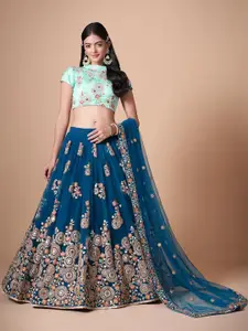 ODETTE Embroidered Semi-Stitched Lehenga & Unstitched Blouse With Dupatta