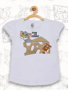 Kids Ville Girls Tom & Jerry Printed Cotton T-shirt