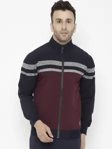 CHKOKKO Men Striped Windcheater and Water Resistant Training or Gym Open Front Jacket