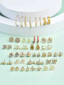 AMI Set of 25 Gold-Plated Contemporary Studs Earrings