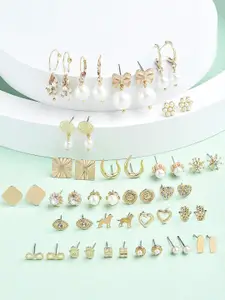 AMI Set of 25 Gold-Plated Contemporary Studs Earrings