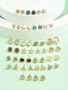 AMI Set of 25 Gold-Plated Contemporary Studs Earrings