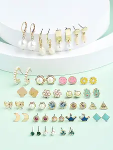 AMI Set Of 25 Gold Plated Contemporary Studs & Drop Earrings