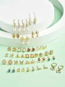 AMI Set of 25 Gold-Plated Contemporary Studs Earrings