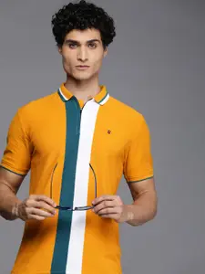 Louis Philippe Sport Men Striped Polo Collar Pure Cotton Slim Fit T-shirt