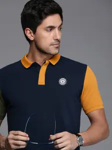 Louis Philippe Sport Men Brand Logo Polo Collar Pure Cotton Slim Fit T-shirt
