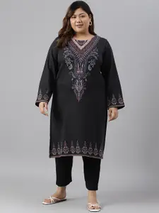 W Women Plus Size Ethnic Motifs Printed Flared Sleeves Kurta