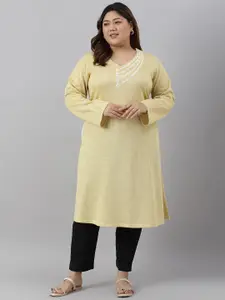 W Women Plus Size Ethnic Motifs Yoke Design Thread Work Acrylic Kurta
