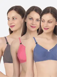 Mylo Pack of 3 Cotton Maternity Non Padded & Non Wired Nursing Bra