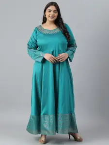 W Plus Size Embroidered Ethnic Maxi Ethnic Dress