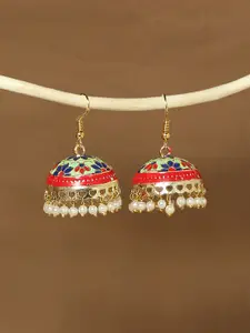 OOMPH Women Gold-Plated Dome Shaped Jhumkas Earrings