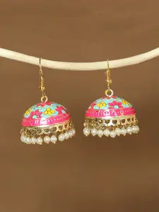 OOMPH  Meenakari Dome Shaped Jhumkas Earrings