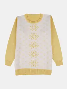 V-Mart Girls Self Design Round Neck Sweatshirt