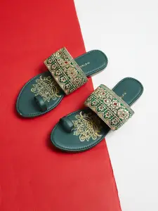 Melange by Lifestyle Women Embellished Ethnic One Toe Flats