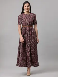 aayu Mauve Floral Printed Maxi Dress