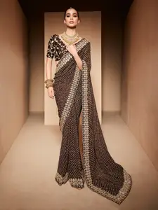 Anouk Bandhani Embroidered Pure Georgette Bandhani Saree