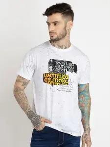 Status Quo Men White Typography Printed T-shirt