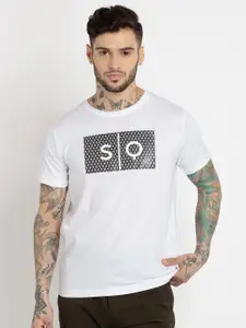 Status Quo Men White Typography Printed T-shirt