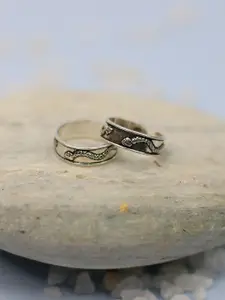 Arte jewels Set of 2 925 Silver snake detailed Oxidized Adjustable Toe Rings