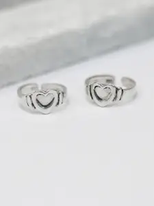 Arte Jewels Set of 2 925 Silver Heart detailed Adjustable Toe Rings
