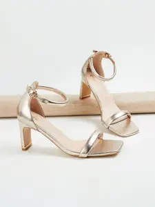 Ginger by Lifestyle Square Toe Ankle Loop Heels