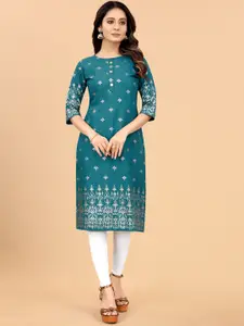 KETAKI FASHION Women Turquoise Ethnic Motifs Printed Indie Prints Kurta