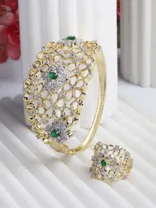 ZENEME Women Brass American Diamond Gold-Plated Bangle-Style Bracelet