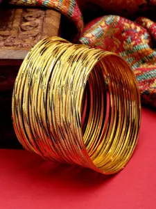 ZENEME Set Of 24 Gold-Plated Textured Bangles