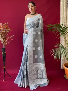 KARAGIRI Woven Design Linen Blend Zari Saree