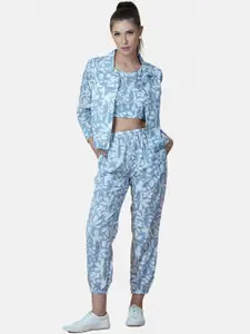 GULAB CHAND TRENDS Women Pure Cotton Crop Top With Joggers &  Jacket Co-Ords