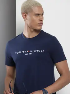 Tommy Hilfiger Men Embroidered Brand Logo Pure Cotton T-shirt