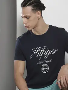 Tommy Hilfiger Men Pure Cotton Brand Logo Printed Slim Fit T-shirt