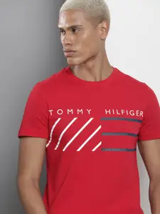 Tommy Hilfiger Men Printed Pure Cotton Slim Fit Sustainable T-shirt