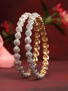 Kennice Set Of 2 24 CT Gold-Plated AD Studded Bangles