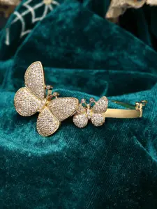 Kennice Women Gold-Plated American Diamond Kada Bracelet