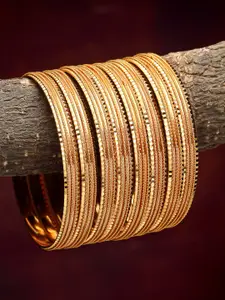 Kennice Set Of 8 Gold-Plated Textured Bangles