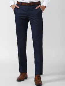 Peter England Men Checked Slim Fit Trousers