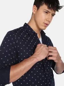 Flying Machine Geometric Print Dobby Casual Shirt