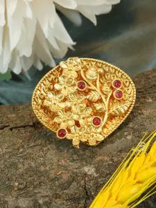 GRIIHAM Gold-Plated AD Stone-Studded Antique Designer Adjustable Finger Ring