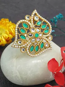 GRIIHAM Gold-Plated AD Studded Adjustable Finger Ring