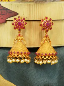 GRIIHAM Gold-Plated Dome Shaped Jhumkas Earrings