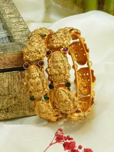 GRIIHAM Set Of 2 Gold-Plated & AD-Studded Bangles