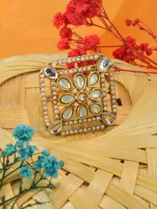 GRIIHAM Gold Plated AD Studded Adjustable Finger Ring