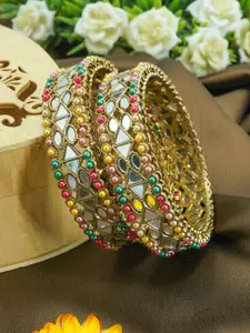 GRIIHAM Women Set Of 2 Gold-Plated AD Stone Studded Bangles