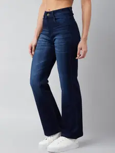 Miss Chase Women Cotton Wide Leg Light Fade Stretchable Jeans