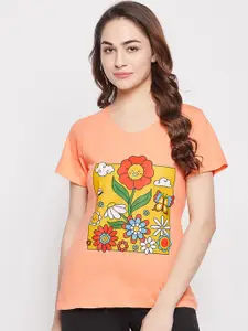 Clovia Women Printed Pure Cotton Lounge T-shirt